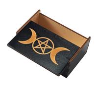 Wood Tarot Card Storage Box - Natural Wood, Sliding Lid Design, Compact Size, Jewelry Storage Case For Tarot Cards, Divination Decks, Multifunctional Trinket Organizer | Stones, Keepsakes, Small Treas