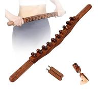 Wood Therapy Lymphatic Drainage Massage Roller Stick Tools,Myofascial Release Tool Stomach Cellulite Massager,Ease Neck Back Waist and Leg Pain Handheld Self Body Sculpting Massage Tool（10 Balls）