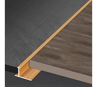 Wood to Laminate Gap Covering Joining Strips,T-Shaped Flooring Transition Strips Wood to Tile, Aluminum Alloy Seam Cover, Gap Connecting(Gold)