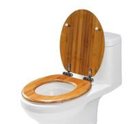 Wood Toilet Seat - Elongated Soft Close Lid | Stainless Steel Hinges
