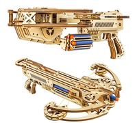 Wood Trick Bullet Boltcaster Ballesta 3D Rompecabezas de madera para adultos para construir - Dispara hasta 32 pies - Modelos de madera Ingeniería Proyecto DIY Mecánico Rompecabezas 3D Kits de modelo