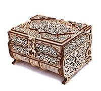 Wood Trick Cofre del Tesoro Rompecabezas de Madera 3D para Adultos y niños para Construir - Diseño Lindo y ordenado - con Cristales Brillantes - Guarda Tus Joyas - Caja de Regalo de Bricolaje