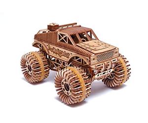 Wood Trick Monster Pickup Truck Car Puzzle 3D de Madera - Recorre hasta 5 m - Kit de Modelo de Camión para Construir para Adultos y Niños
