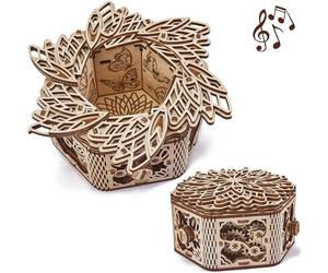 Wood Trick Mystery Flower Für Elise Kit de Caja de Música de Madera - Caja de Recuerdos y Joyas - Puzzle de Madera en 3D para Adultos y Niños para Construir - Hágalo Usted Mismo