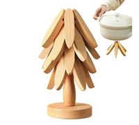 Wood Trivet Tree - Wooden Insulation Coaster, Pan Placing with Protecting Surfaces from Heat, Kitchen Trivet, Dining Accessory, Coaster Set for Dormitory Christmas Cookware Stove Pan Cup Kitchen Table