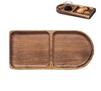 Wood Try | Divided Prevent Flavors Mixing Holder, Wood Serving Trays with Sections, for Home Kitchen Cooking Candy Bread Burrito Potato Chips (Brown)