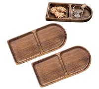 Wood Try | Divided Prevent Flavors Mixing Holder, Wood Serving Trays with Sections, for Home Kitchen Cooking Candy Bread Milk Burrito Potato Chips Nuts Vegetables Fruits (2Pcs)