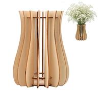 Wood Vase, Vintage Block Centerpiece, Rustic Artistic Home Decor Design, Versatile Home Decoration, Decorative Puzzle Style Vase for Adults Bedroom Bathroom Kitchen Fireplace Mantel House