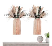 Wood Wall Planter - Wall Vases For Flowers, 2 Pieces Wood Planter Boho Decor, Walls Flower Vases, Rustic Flower Vase Decoration For Hallway Kitchen Living Room Bathroom Dining Room