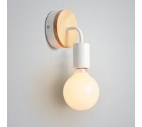 Wood Wall Sconce 350° Rotating Bedside Wall Lamp Vintage Indoor Hardwired Wall Light, Nordic Bedroom Night Light Adjustable Bathroom Vanity Light Solid Wood Home Decor