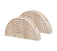 Wood Wall Vase, 2 Piece Bohemian Semi Circle Wall Mounted Planter Set with Natural Wood Finish and Design, Decorative Vase Holder for Artificial Plants Pampas Grass Faux Greenery Home