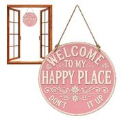 Wood Welcome Sign - Funny Round Decor, 30cm Front Door Welcome Signs for Greeting, Wall Ornamentation Item, Decorative Display Sign with Artistic Design, Round Signage for Welcoming and Decorating