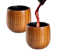 Wood Whiskey Glasses - Set de 2 tazas carbonizadas, Drinking Tumbler | Carbonized Wood, Reusable Set 2, Old Fashioned Style, Beverage Cup, Bourbon Whisky Beer té Coffee Bar Home Gift