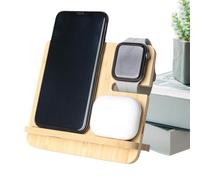 Wood Wireless Charger - Fast Charge Power Base, Portable Charging Station Dock, Natural Wooden Texture, Efficient Induction Charging Pad Supporting Smartphone Earphones Organizer Placement