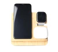 Wood Wireless Charger, Portable Charging Station, 15 W Fast Powered Base, 5,49 x 5,18 x 0,93 pulgadas, Sl esign for Smartphones, Earphones, Nightstand, Dressing Table, Desk, Home Use