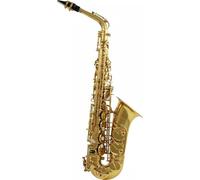 Woodbrass WSA300 - Saxofón Alto Mi barnizado - Instrumento de viento Saxo Estudio Principiante Listo para Jugar, Latón barnizado, Sonido Superior, Estuche & Accesorios Incluidos