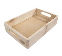 WooDeeDoo Bandeja de almacenamiento de madera poco profunda - Caja apilable de pino sin terminar para organizar tarros de manualidades, cestas de regalos, armarios, suministros de cocina, cajones