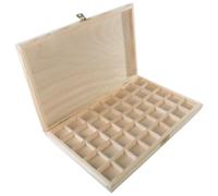 WooDeeDoo Caja de almacenamiento de madera con 40 compartimentos y cierre - Estuche organizador delgado de pino para joyas, cuentas, cristales, herramientas de costura, mini manualidades, madera sin