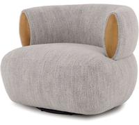 WOODEK Sillón giratorio de roble macizo con tela gris