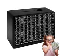 Wooden 10,000 Savings Challenge Box with Marker - Premium Pine Wood Cash Vault For Kids & Adults | Interactive Money Goal Tracker with Check-Off Numbers | Sustainable Piggy Bank For Financial Habit