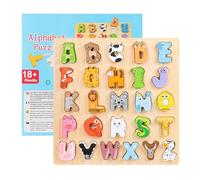 Wooden Alphabet Puzzle - Children Letter Learning Puzzle Board, Wooden Alphabet Toy For Classroom Preschool Home Travel Holiday Kindergarten Party Educational Learning Activity For Kids