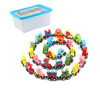 Wooden Alphabet Train Toy 27 PCS Wooden Magnetic Alphabet ABC Train Set includes 1 Engine and 1 Storage Box Letter Cars for Toddlers Kids Bo