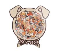 Wooden Animal Puzzle, 3D Cute Animal Jigsaw Decor, Natural Wood Craft Puzzles Set with Stable Display Base, Smooth Edge Handmade Puzzle Art Piece, Tabletop Animals Decor for Home Living Room Shelf