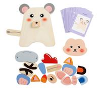 Wooden Animal Puzzle, Cartoon Building Blocks Board for Kids Learning, Interactive Sensory Toy with Educational Play Design, Preschool Classroom Accessories for Boys Girls Home Nursery Travel Birthday