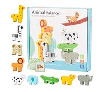 Wooden Animal Stacking Toys, Balance Building Blocks Toy, 7.99x7.64in Educational Animal Image Learning Game, Authentic Wood Material, Balancing Toys for Home, Outdoors
