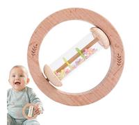Wooden Baby Rattle Toys, Music Sensory, Development Toy, Handheld Coordination Game, 4.53x4.53x0.59 inches, Educational Play for Young Children Early Learning Activities