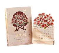 Wooden Base Retro Monthly Planner - Desktop Calendar 2026,Flower Calendar 2026 Desk Accessories - for Agenda Appointment Schedule Planning School Classroom Dorm Apartment Family