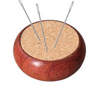 Wooden Base with Cork Needle Pad - Round Needle Pad | Cork Pin Cushion | Round Corks Sewing Quilting Pincushion | Portable Handcraft Tool Versatile Quilting Accessories for Mom Friends