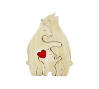 Wooden Bear Family Display Hug Love Animals Ornament for Office Shelf
