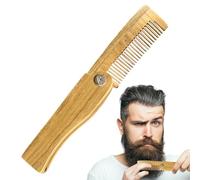 Wooden Beard Comb - Wood Material 10cm Size, Folding Pocket Comb, Design | Anti-static, Beard Grooming Tool For Men, & Mustache Care, Travel Use, Personal Gift