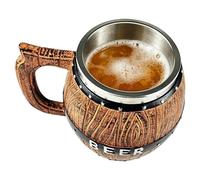 Wooden Beer Mug With Stainless Steel Liner - Traditional Barrel Stein | Medieval Style Beer Tankard | Gift For Men, Home Bar & Pub Decor
