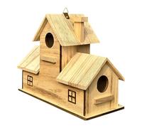 Wooden Bird House - Hangable Parrot Nest Box | Outdoor Aviary Shelter, Natural Wood Habitat Enclosure, Decorative Nesting Home Feeder Station For Hummingbird Finch Canary Garden Backyard