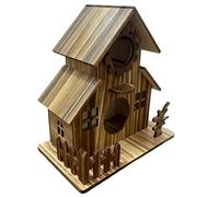 Wooden Bird House - Weather Resistant Nesting Box, 8.46x8.07x4.92 Inch Multiple Hole Bird Shelter for Hummingbirds, Finch Sanctuary, Garden Balcony Accessory, Bluebird Courtyard Home for Backyard