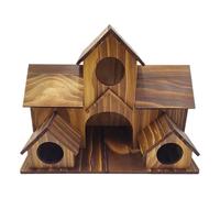 Wooden Bird Houses - Large Rustic Outdoor Wood Pet Cottage | Bird Families Nesting Box House | Rustic Large Multi-Holes Outdoor Wood Cottage for Garden Balcony Lawn Porch Patio