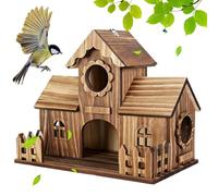 Wooden Bird Houses - Natural Wood 20x16x12cm | Rustic Roosting Box | Outdoor Birdhouse Nesting Shelter Breeding Habitat Decor Hanging Garden Decor for Backyard Tree Deck Patio Yard Farm