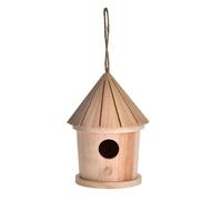 Wooden Bird Nest Box - DIY Outdoor Birdhouse, Natural Boxwood Hut, Lanyard Hanging Nest, Wildlife Shelter Accessory | Finch Bluebird Hummingbird Habitat Use, Garden Backyard Decoration