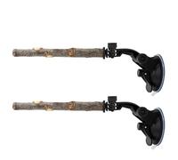 Wooden Bird Perch - Removable Pole Holder, Travel Balcony, Suction Cup Mount, Movable Branch Station | Parakeet Parrot Cockatiel Finch Patio Apartment Tree Mirror Wall Perch Activity