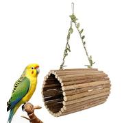 Wooden Bird Swing, Hangable Cave Toy, 8x4 Inches Cage Accessory with Natural Build, Strong Wooden for Chewing Toy, Bird Perch with Rustic Style, Parakeet Swing for Resting and Sleeping