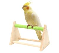 Wooden Bird Training Accessories, Parrot Stand, 8.74x5.24x5.63Inches, Outside Cage Decoration, Training Toy Inside, Triangle Perch Playground for Parakeet, Canary, Cockatiel, Finch
