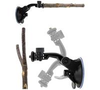 Wooden Bird Window Perch with Suction Cup For Parrots