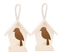 Wooden Birdhouse for Outdoors | 2 Pack Candlenut Nesting Box for Garden/Patio/Yard | Handcrafted Bird House Decoration with Wood Grain