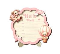 Wooden Birth Sign - Writable 2D Greeting Data Recording Prop | Birth Stats Display Sign | For Mantel Nightstand Children's Room Party Parents Grandparents Expecting Mother