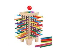 Wooden Board Game Toys, 42 Colourful Sticks Dice Game Math Educational Toy, Family Fun Ball Droppin