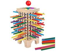 Wooden Board Game Toys, 42 Colourful Sticks Dice Game Math Educational Toy, Family Fun Ball Droppin