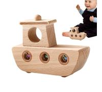 Wooden Boat Toy - Creative Handcrafted Educational with Moving Ball Feature, Safe Polished Wood Build Promoting Cognitive Growth | Fun Interactive Play Activity for, Preschool Kids, Enfermería D