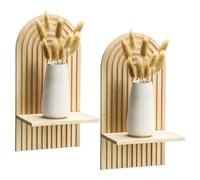 Wooden Boho Shelf, 2PCS Wall Mount Book Shelfs, 13.78x7.01x4.72 Inches Modern Bookshelf with Curved Rainbow Arch Design, Vintage Floating Wooden Bookcase for Bathroom, Bedroom and Living Room Décor